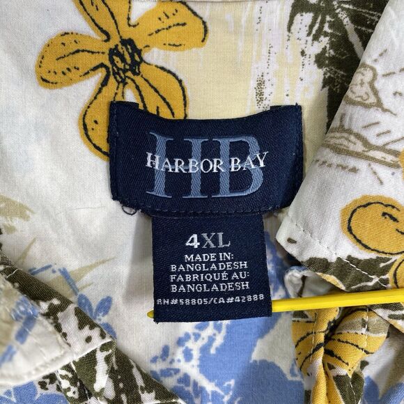 HB Harbor Bay Shirt Mens 4XL Tan Hawaiian Palm Short Sleeve Button Pocket Tropic - Picture 6 of 14